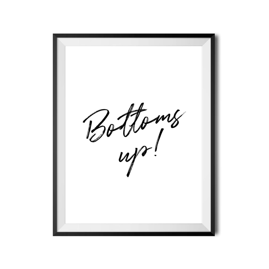 Bottoms Up Brush Script Bar Cart Poster for Kitchen and Home Bars - Image 4