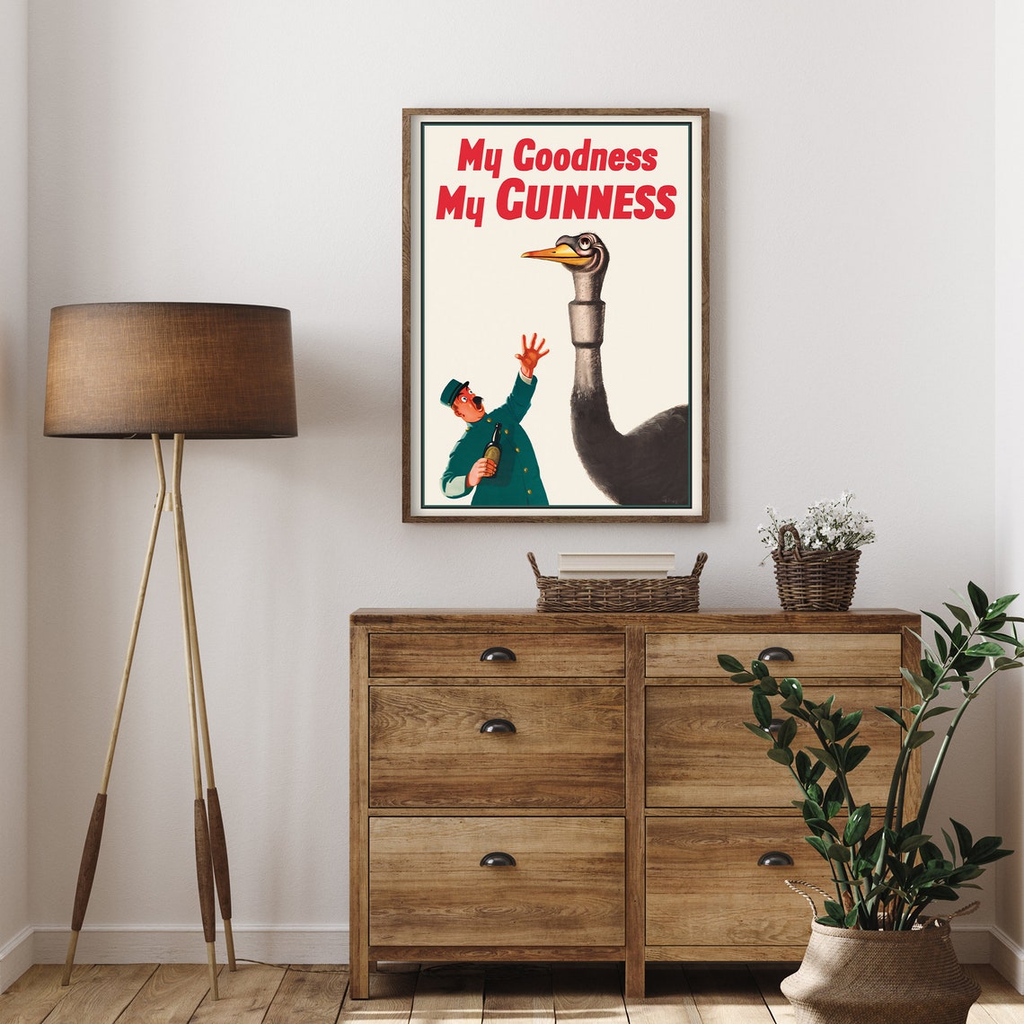 Guinness My Goodness Ostrich Vintage Beer Advertisement Poster - Image 4
