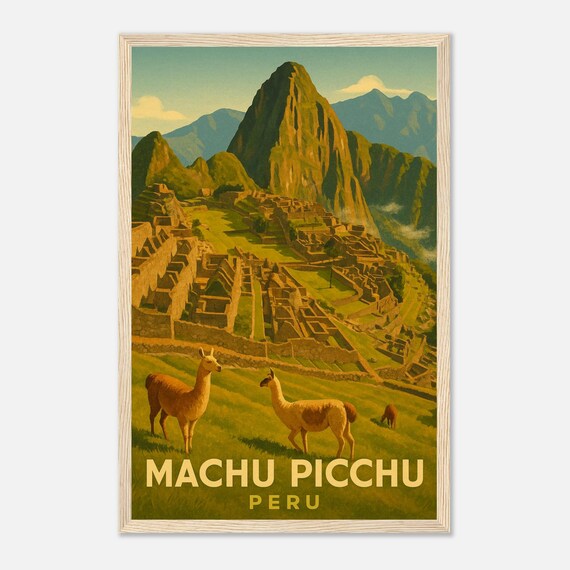 Machu Picchu Peru Vintage Travel Poster Wall Art Inca Citadel Andes Mountain Landscape