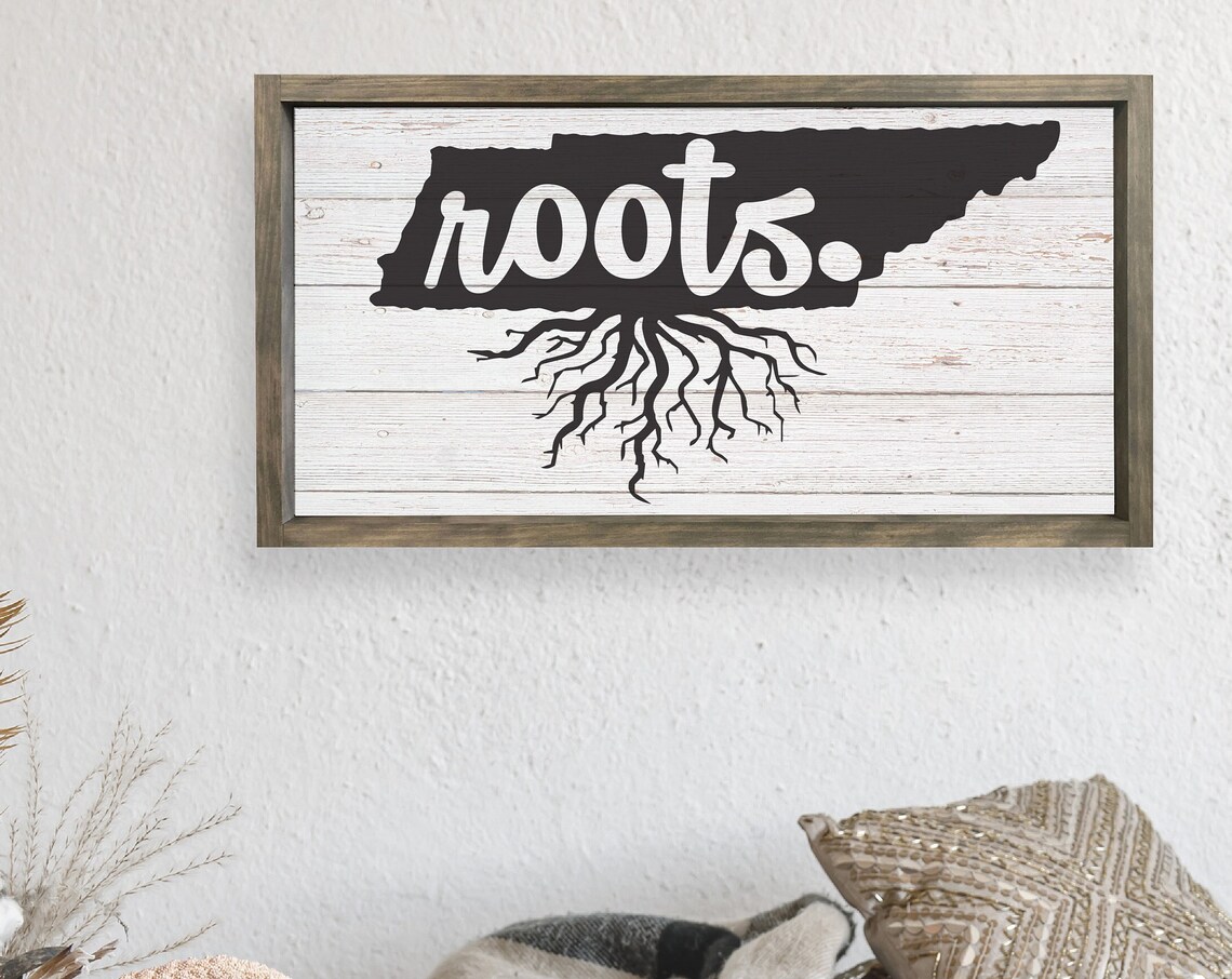 Tennessee Roots State Silhouette Rustic Whitewash Farmhouse Poster