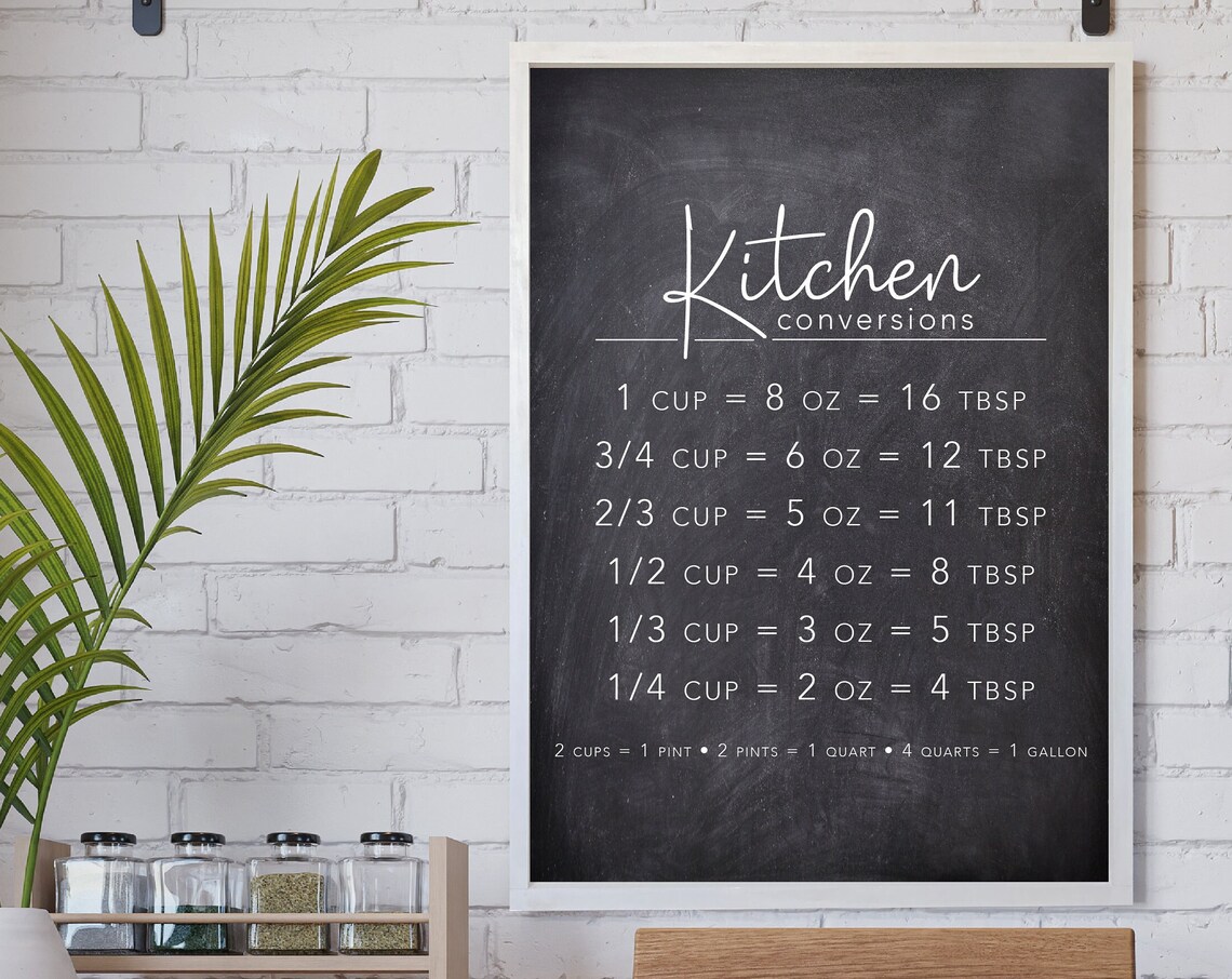 Kitchen Conversions Chart, Kitchen Wall Art Print