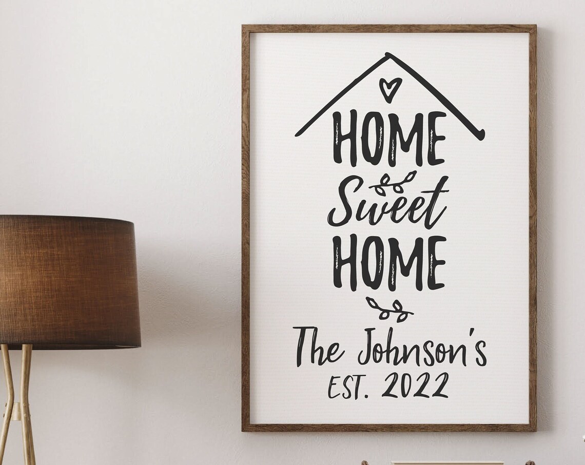 Home Sweet Home Custom Family Name Sign Farmhouse Wall Art Decor