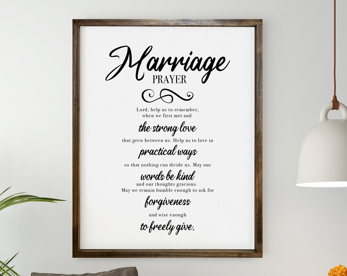 Marriage Prayer Script Print for Newlyweds Christian Wall Decor - Image 3