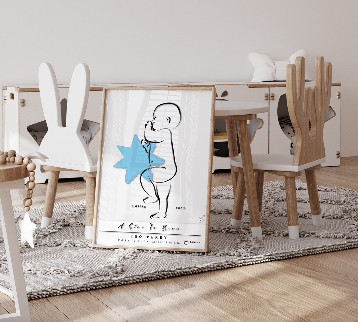 A Star Is Born Personalised New Baby Birth Details Nursery Poster - Image 2