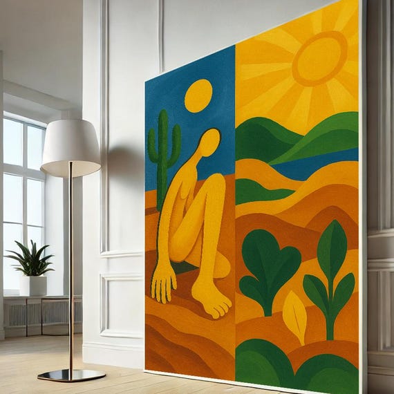 Brazilian Modern Art Canvas Abstract Tropical Wall Surreal Desert Landscape Print Home Decor Ready To Hang