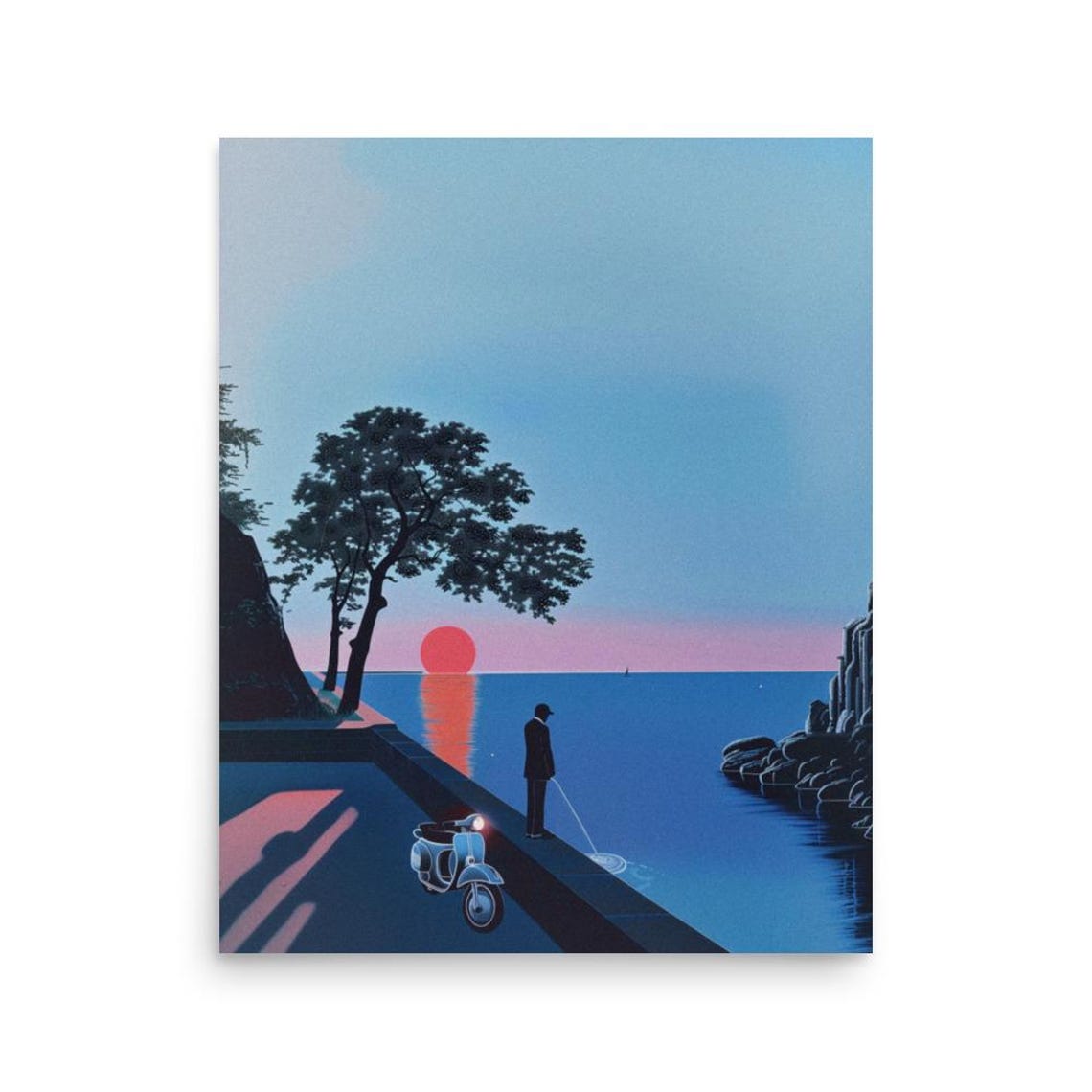 The Sweet Relief Sunset Seaside Scooter Cheeky Humor Wall Art