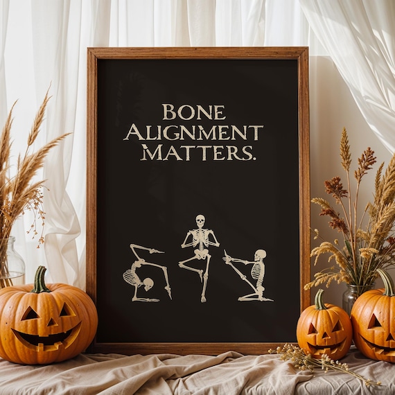 Funny Skeleton Yoga Print Spooky Halloween Decor
