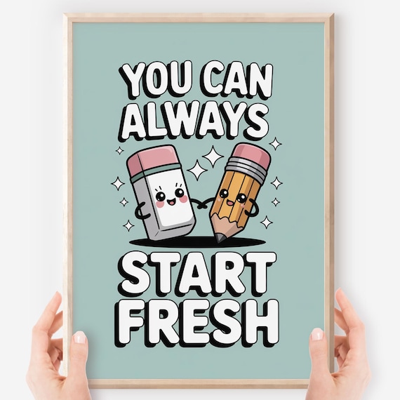 Growth Mindset Classroom Poster Pencil Eraser Art