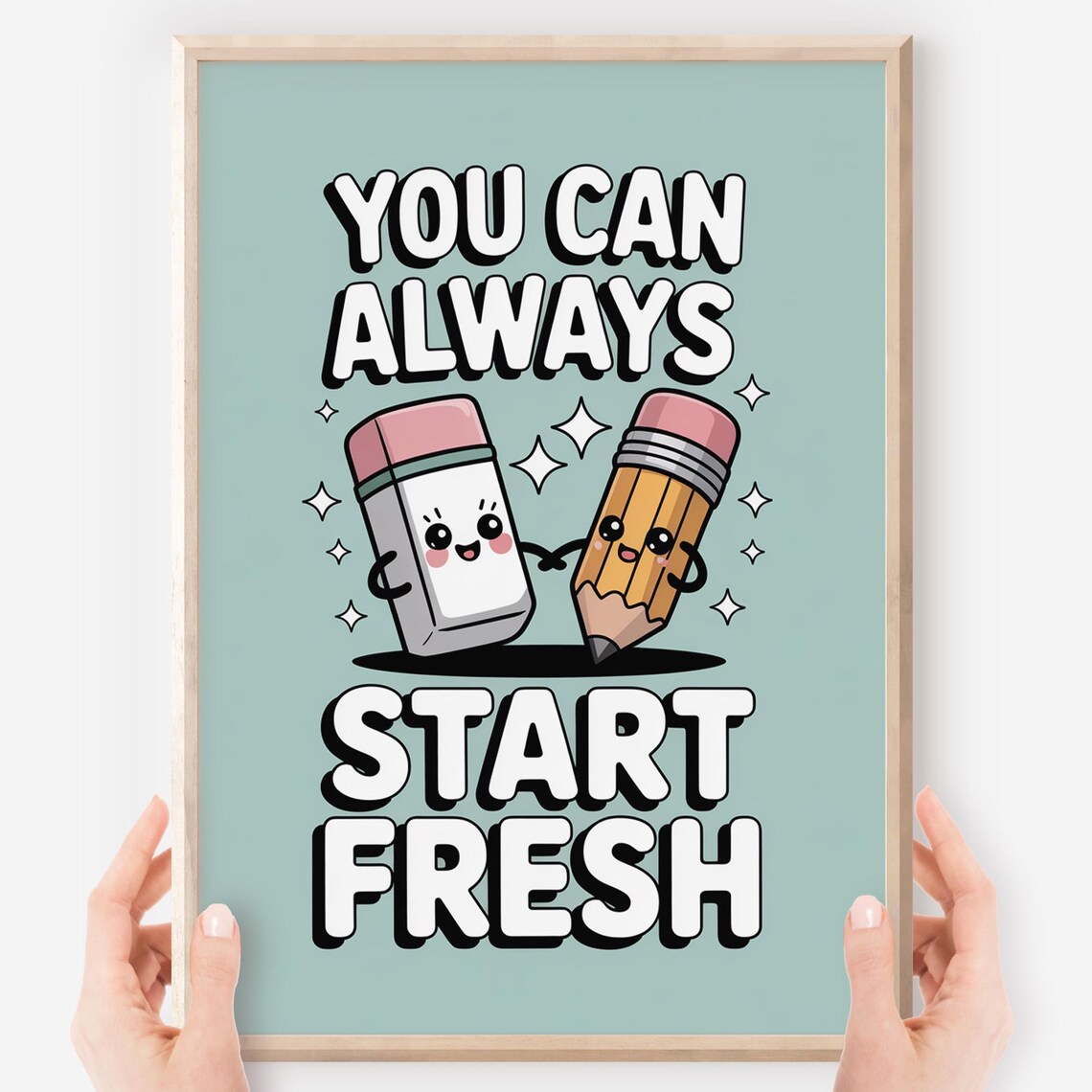 Growth Mindset Classroom Poster Pencil Eraser Art