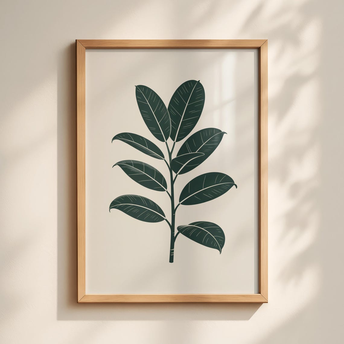 Minimalist Rubber Plant Line Art Print Modern Boho Decor