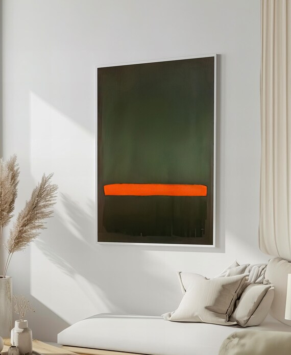Mark Rothko Painting Deep Green And Vibrant Orange Minimalist Abstract Art Unique Gift For Modern Art Collectors