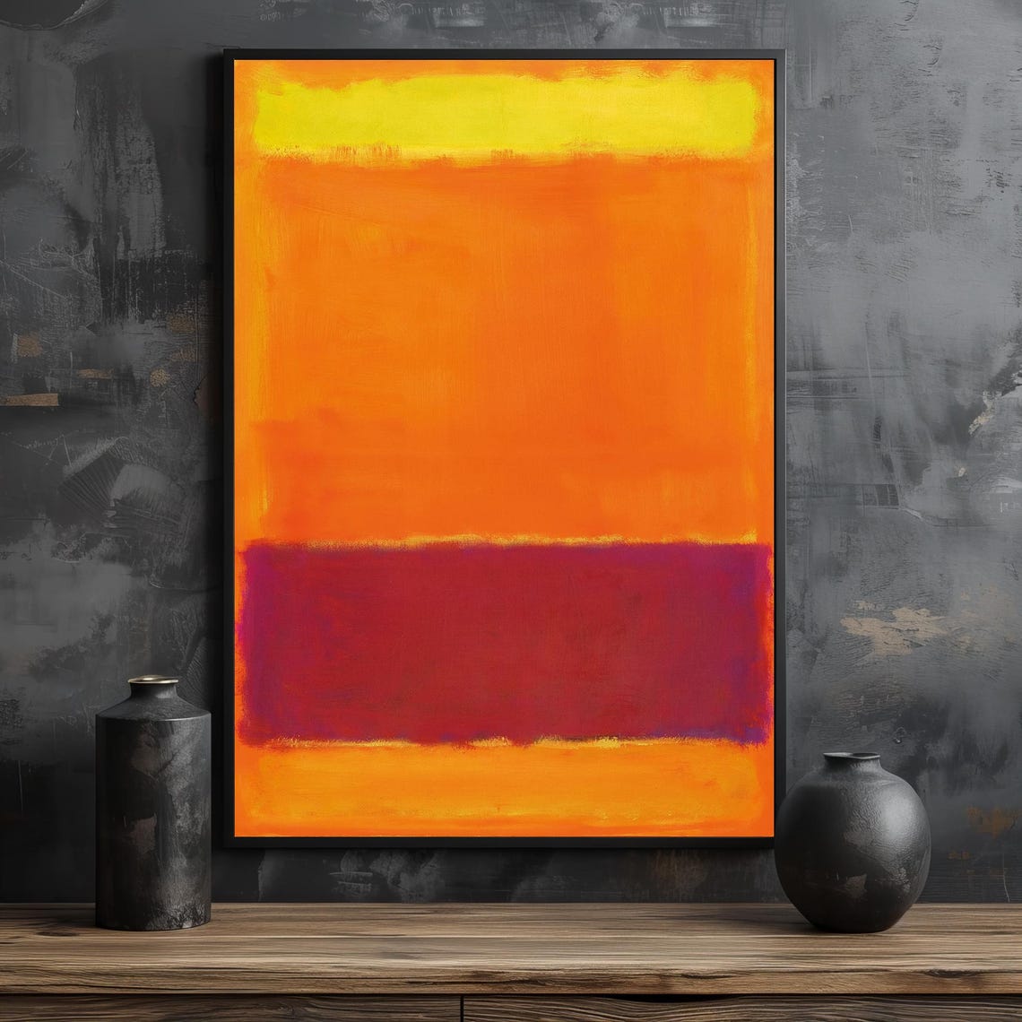 Warm Orange Deep Red Vibrant Abstract Color-Field Decor Poster - Image 2