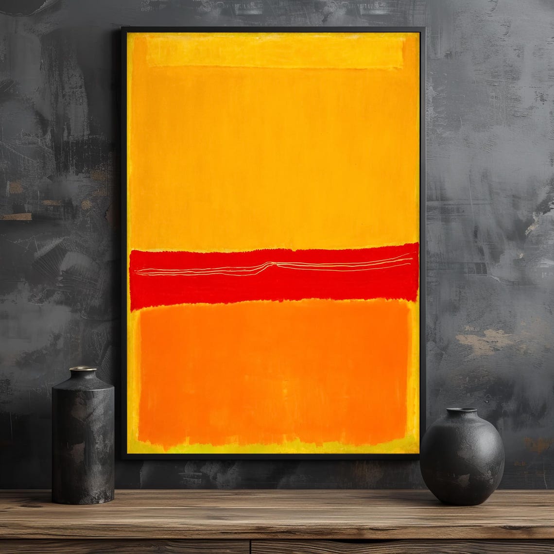 Mark Rothko Style Sunlit Yellow Fiery Red Abstract Art Poster - Image 2