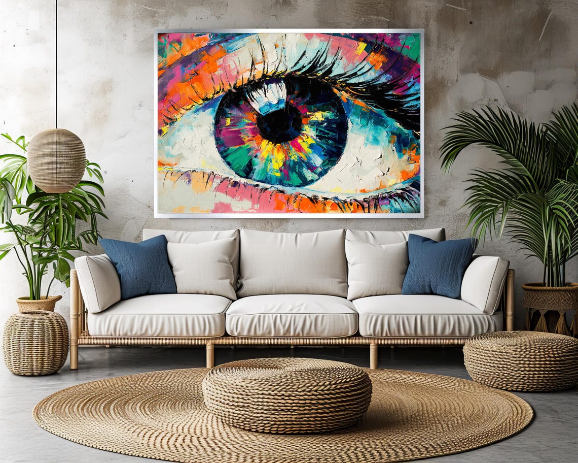 Vivid Abstract Close Up Eye Painting Colorful Surreal Vision Poster - Image 3