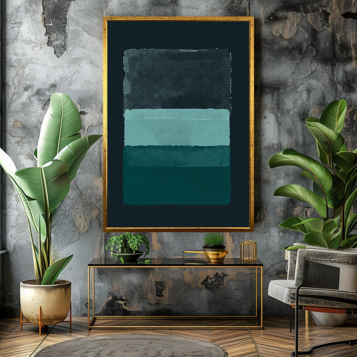 Mark Rothko Style Layered Teal Watercolor Abstract Art Poster - Image 4