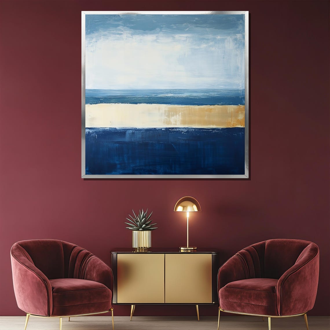 Rothko Style Blue Cream Horizon Soft Seascape Abstract Art Poster - Image 2