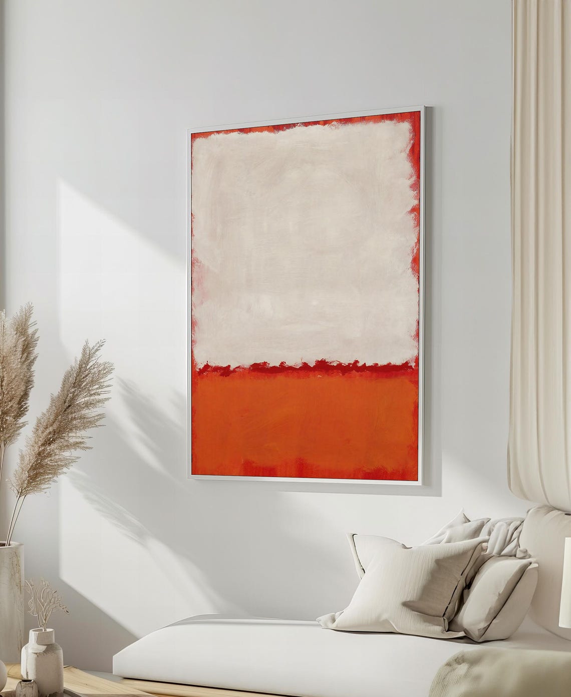 Crisp White Bold Red Minimalist Abstract Modern Decor Poster