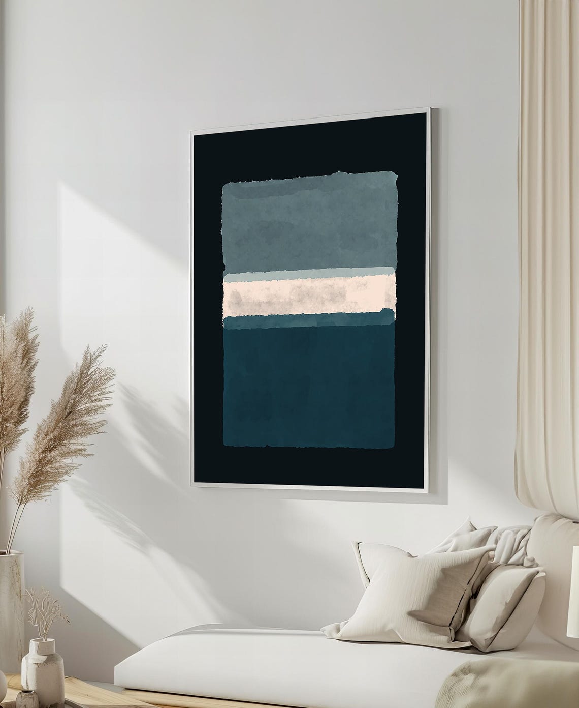 Mark Rothko Style Soft Grey And White Abstract Color Field Art Poster