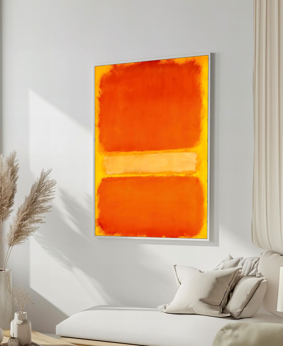 Fiery Orange Yellow Color Field Abstract Blocks Modern Poster