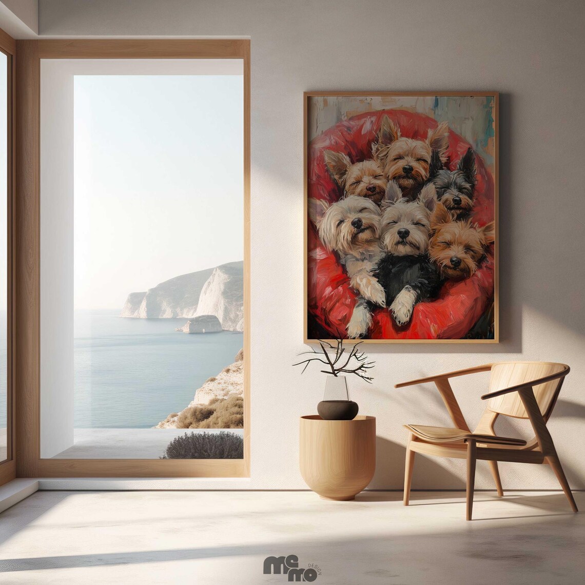 Yorkshire Terrier, Cute Yorkie Puppy Oil Painting - Image 3