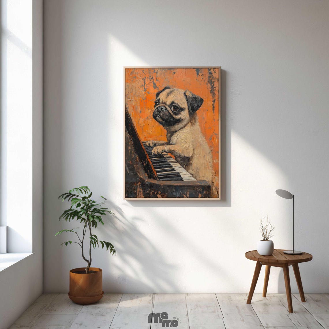 Pug Playing Piano, Funny Musician Dog Portrait - Image 3