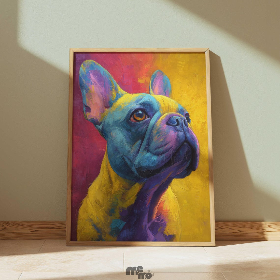 Colorful Abstract French Bulldog Wall Art Vibrant Dog Portrait Oil Painting Modern Pet Poster Home Decor Gift For Lovers