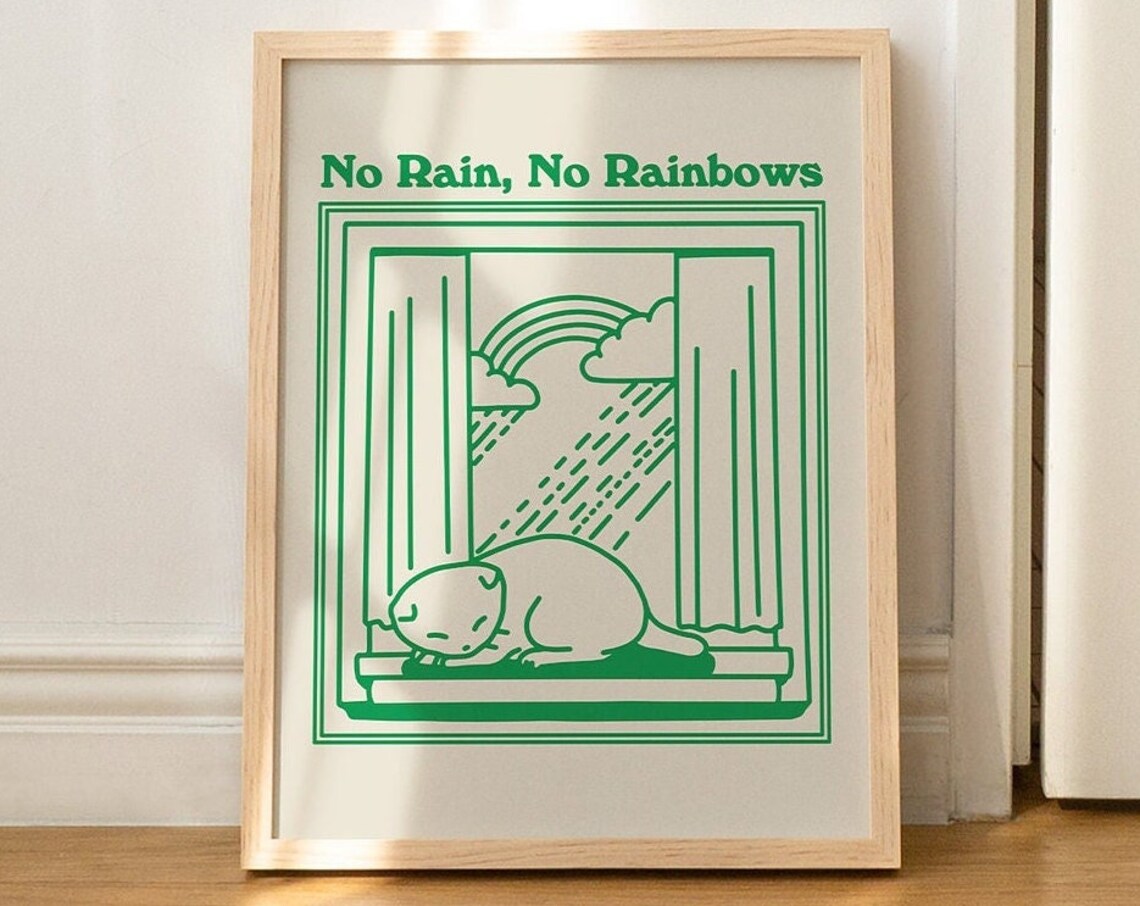 Retro Cat Minimalist Wall Print, Vintage Quote