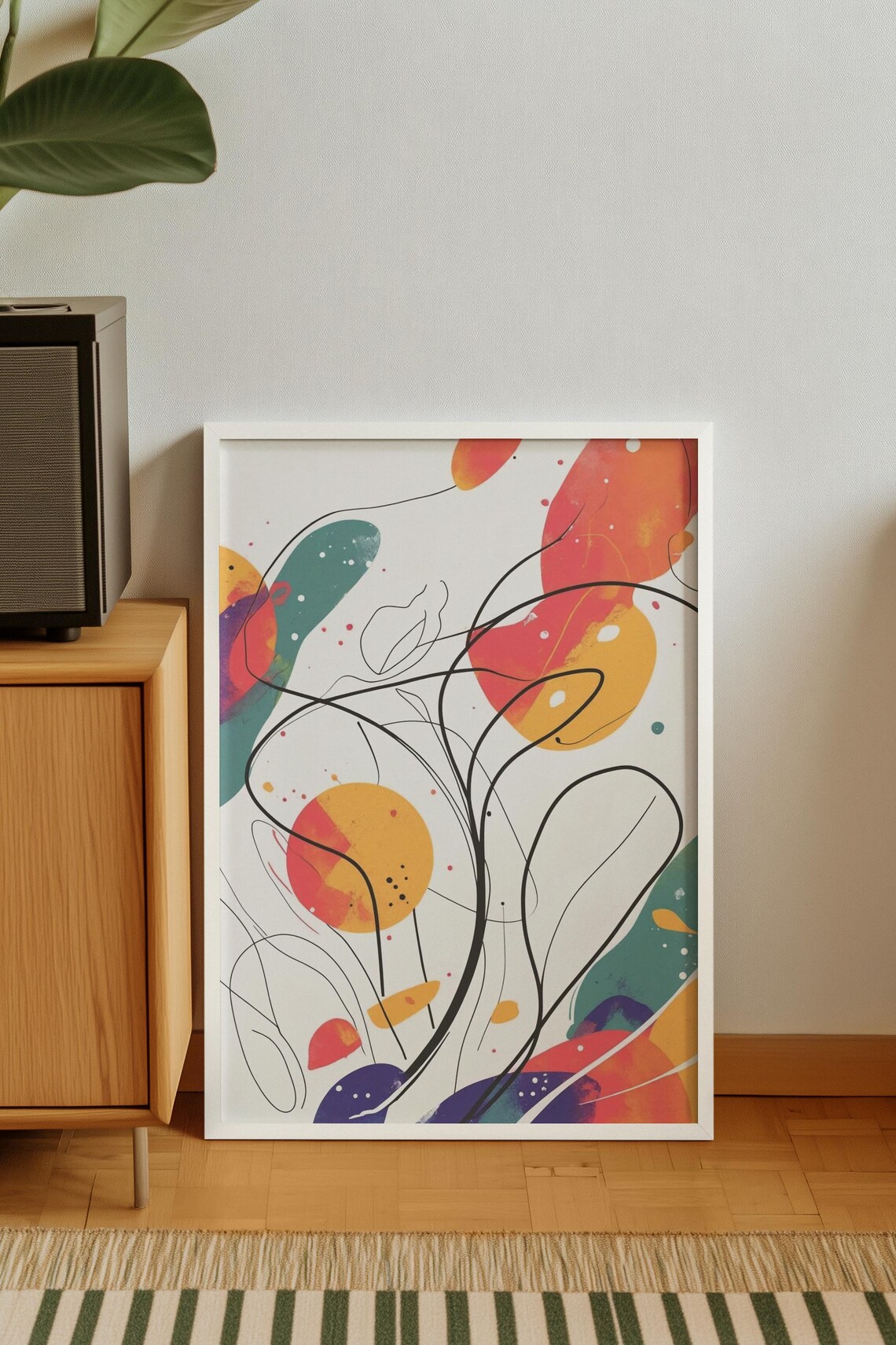 Colorful Abstract Line Art Print Modern Home Decor