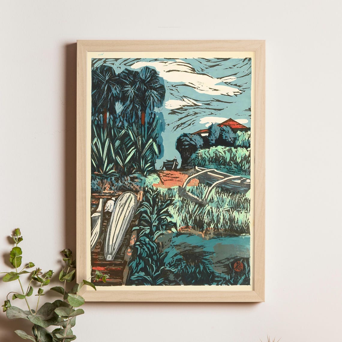 Hashimoto Okiie Hachijo Island Palm Scene 1950 Modern Landscape Poster