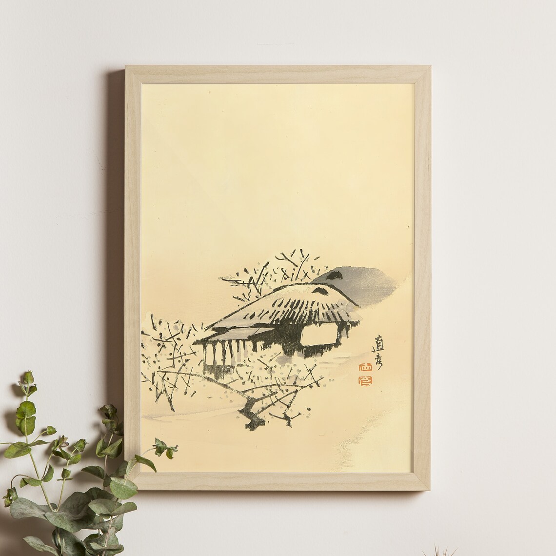 Minimalist Ink Mountain Hut Naohiko Kumagai Japanese Art Poster