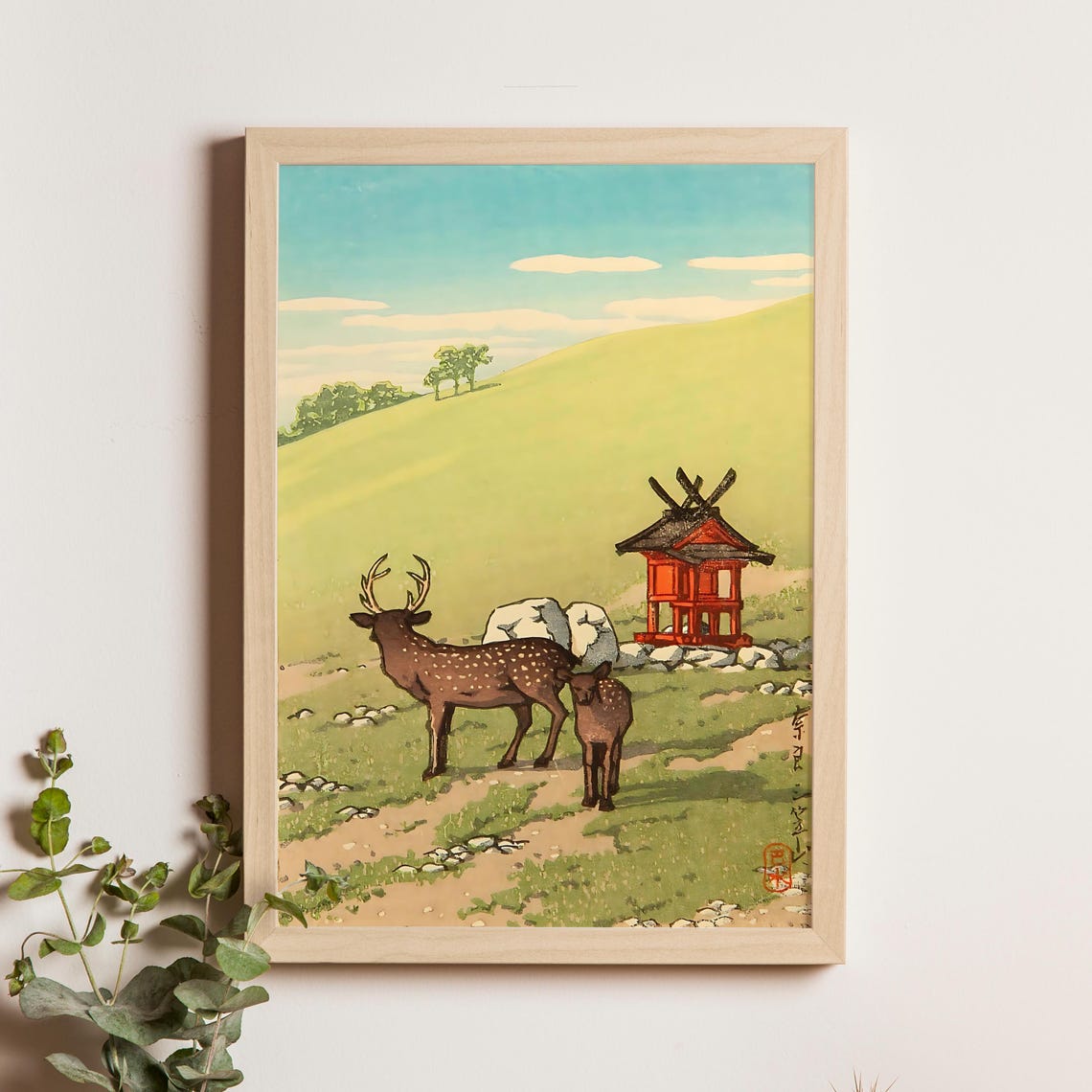 Kawase Hasui Kasuga Shrine Deer 1936 Nara Woodblock Art Poster