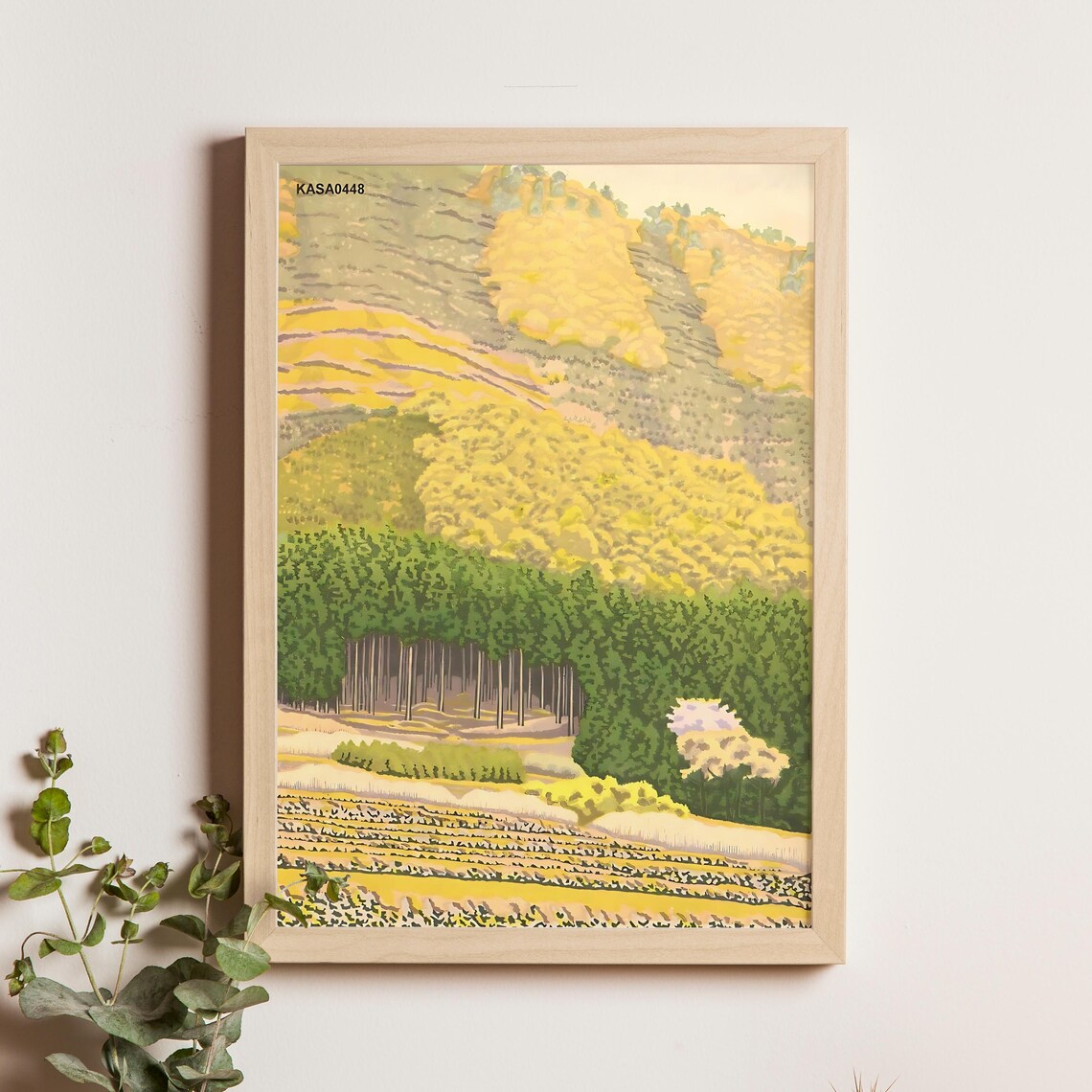 Spring in Sanroku Golden Hills Flower Fields Woodblock Art Poster