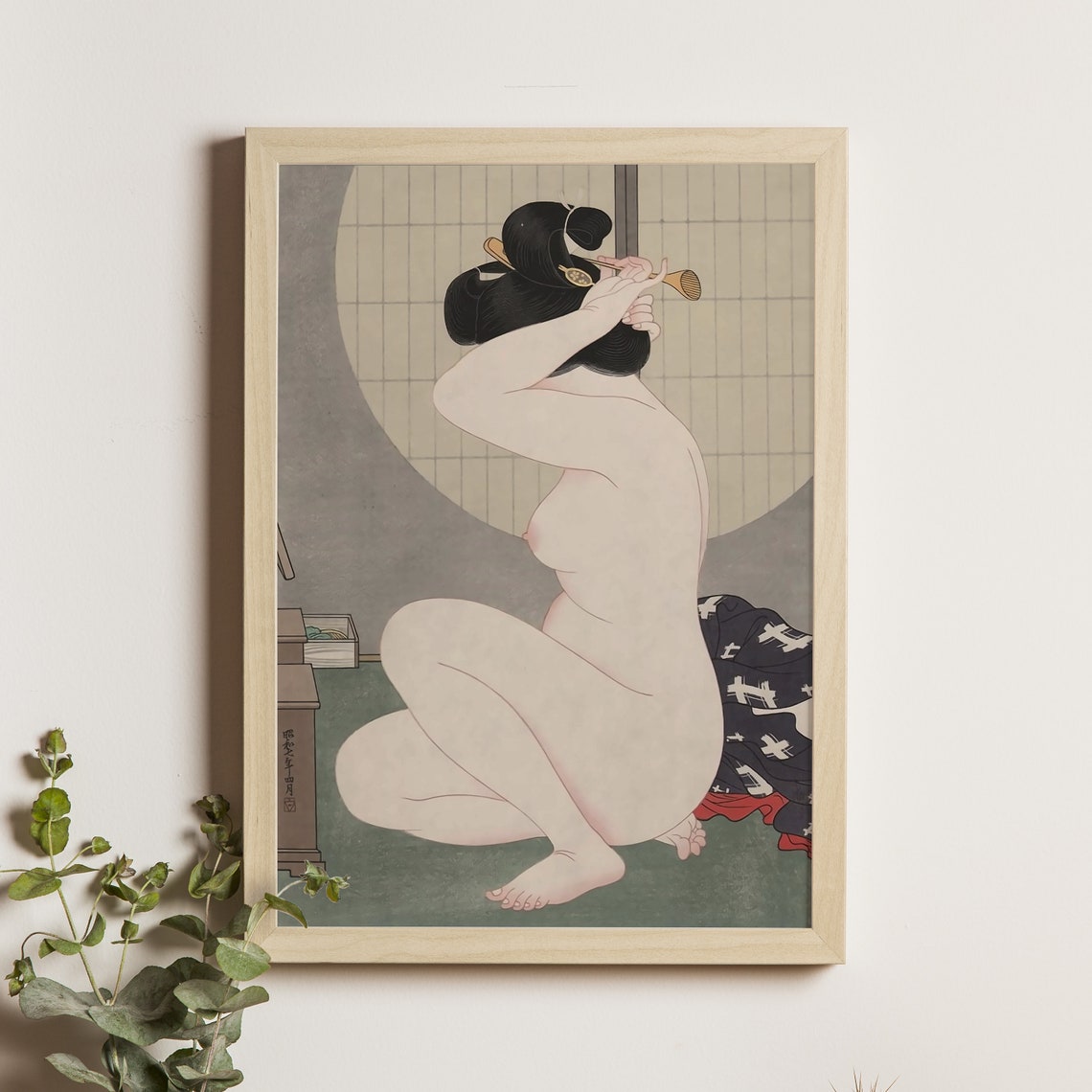 Arranging Hair Hirano Hakuho Ukiyo-e Art Print