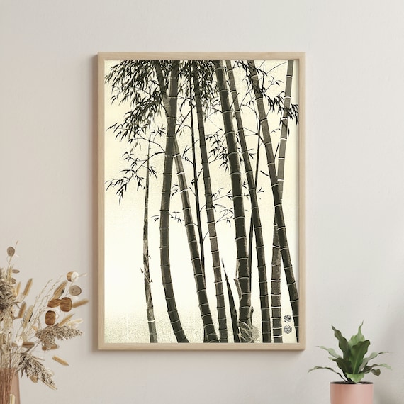 Bamboo Grove Kotozuka Eiichi Monochrome Japanese Woodblock Poster