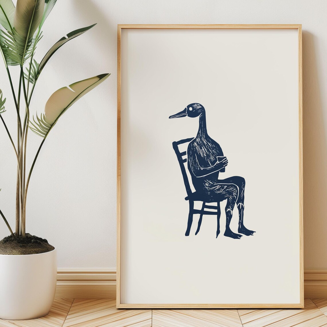 Quirky Goose With Coffee Retro Kitchen Art Print