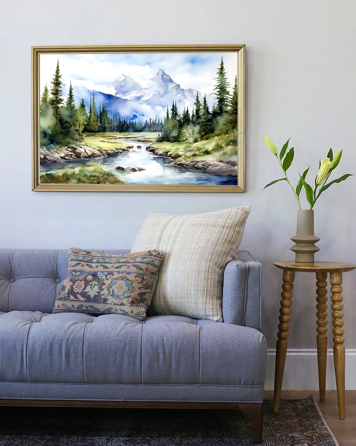 Rocky Mountain Watercolor Painting Travel Poster - Image 3