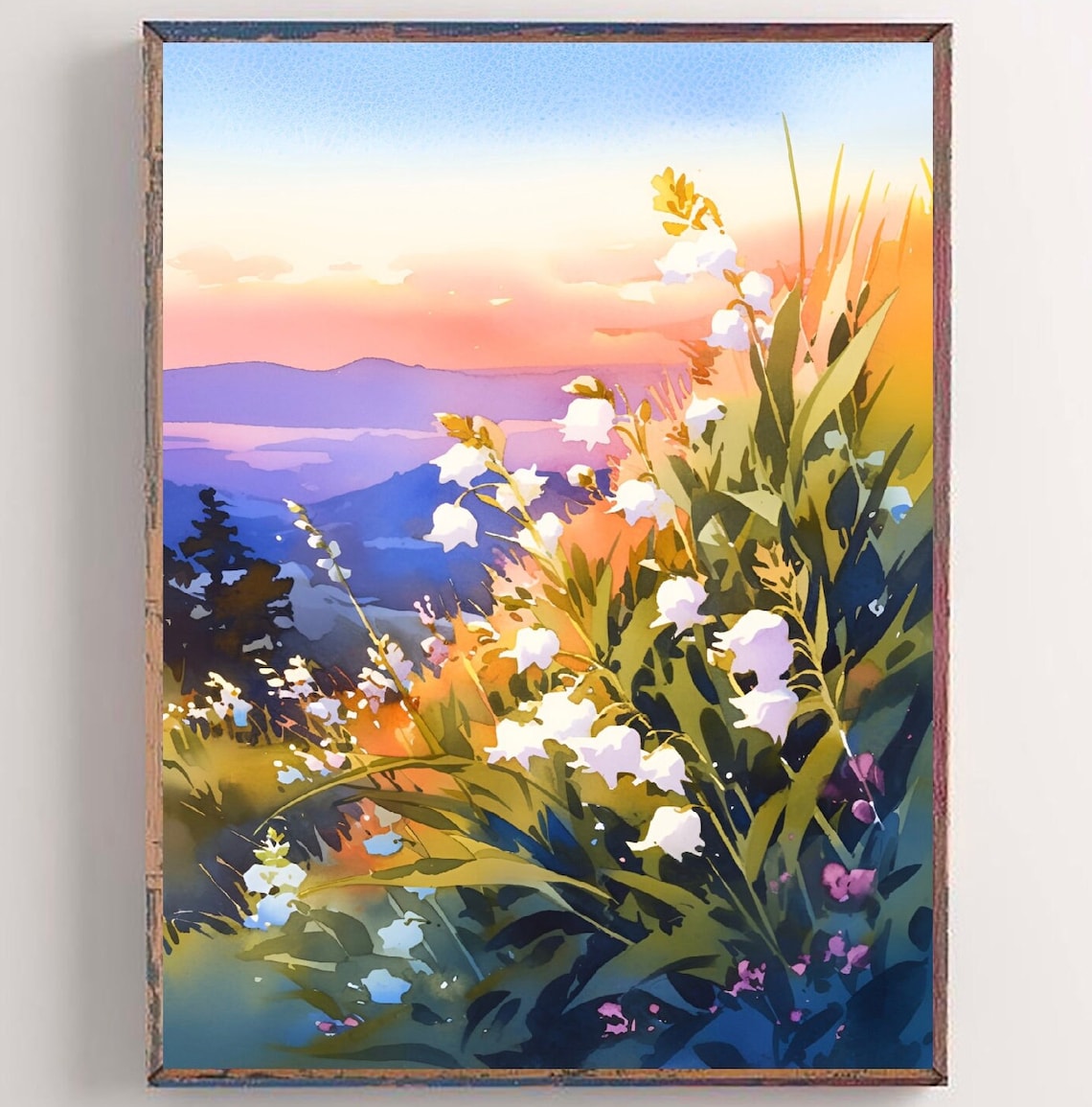 Utah Lilies Sunset Mountain Wildflower Watercolor Floral Art Poster