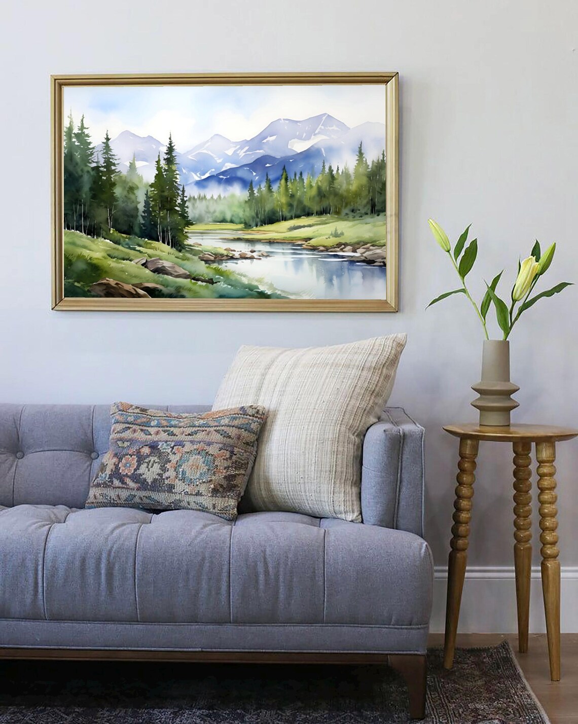 Rocky Mountains Watercolor Landscape Art Print - Image 4