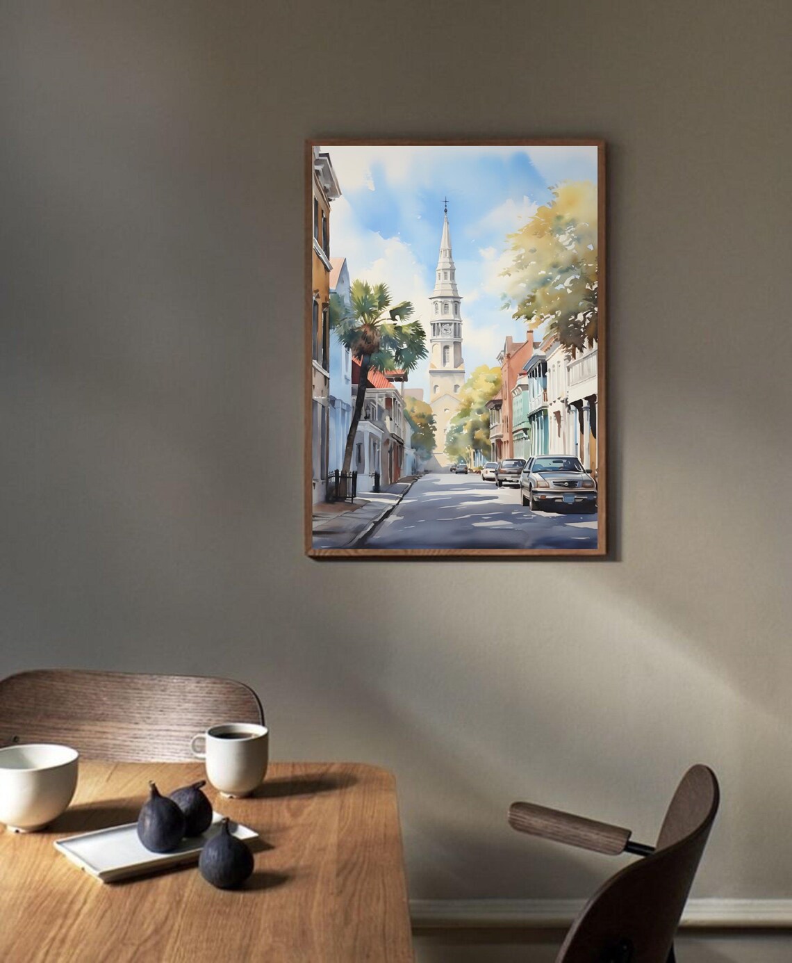 Charleston Church Street Palm Tree Watercolor City Art Poster - Image 3