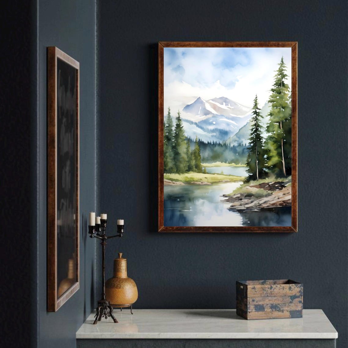 Lost River Range Lake Reflection Snow Peak Watercolor Idaho Poster - Image 4