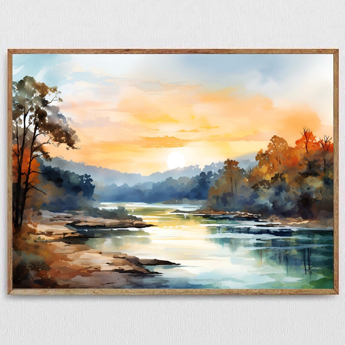 Alabama Cahaba River Watercolor Landscape Art Print
