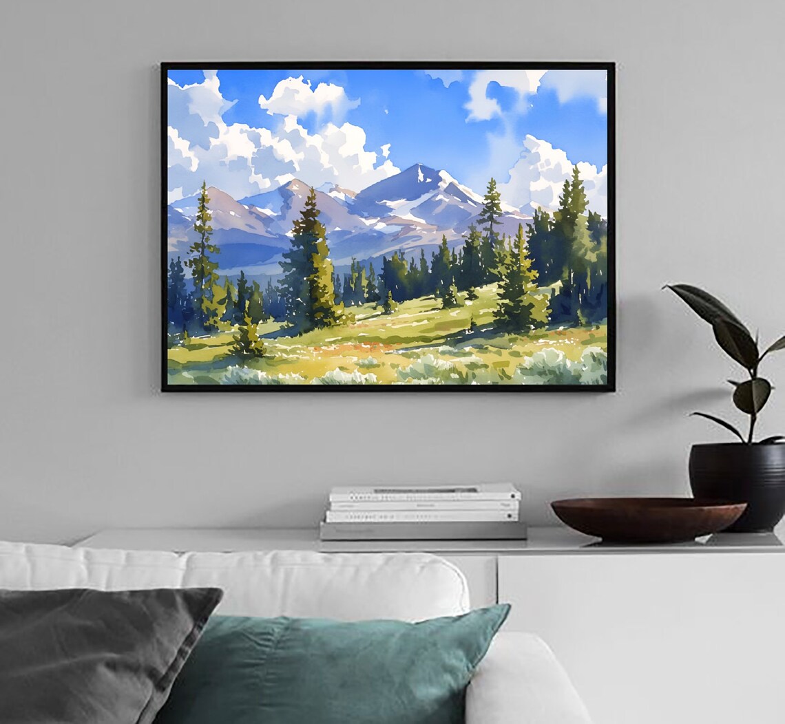 Ouachita Mountains Oklahoma Snow Peaks Pine Meadow Watercolor Poster - Image 4