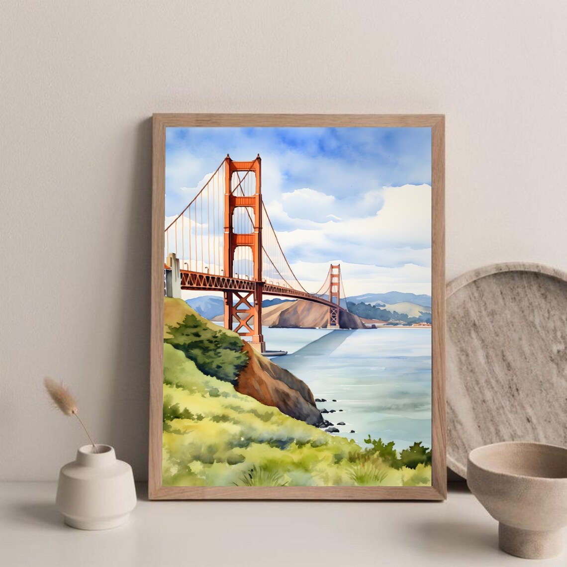 Golden Gate Bridge, San Francisco Watercolor Art Print - Image 4