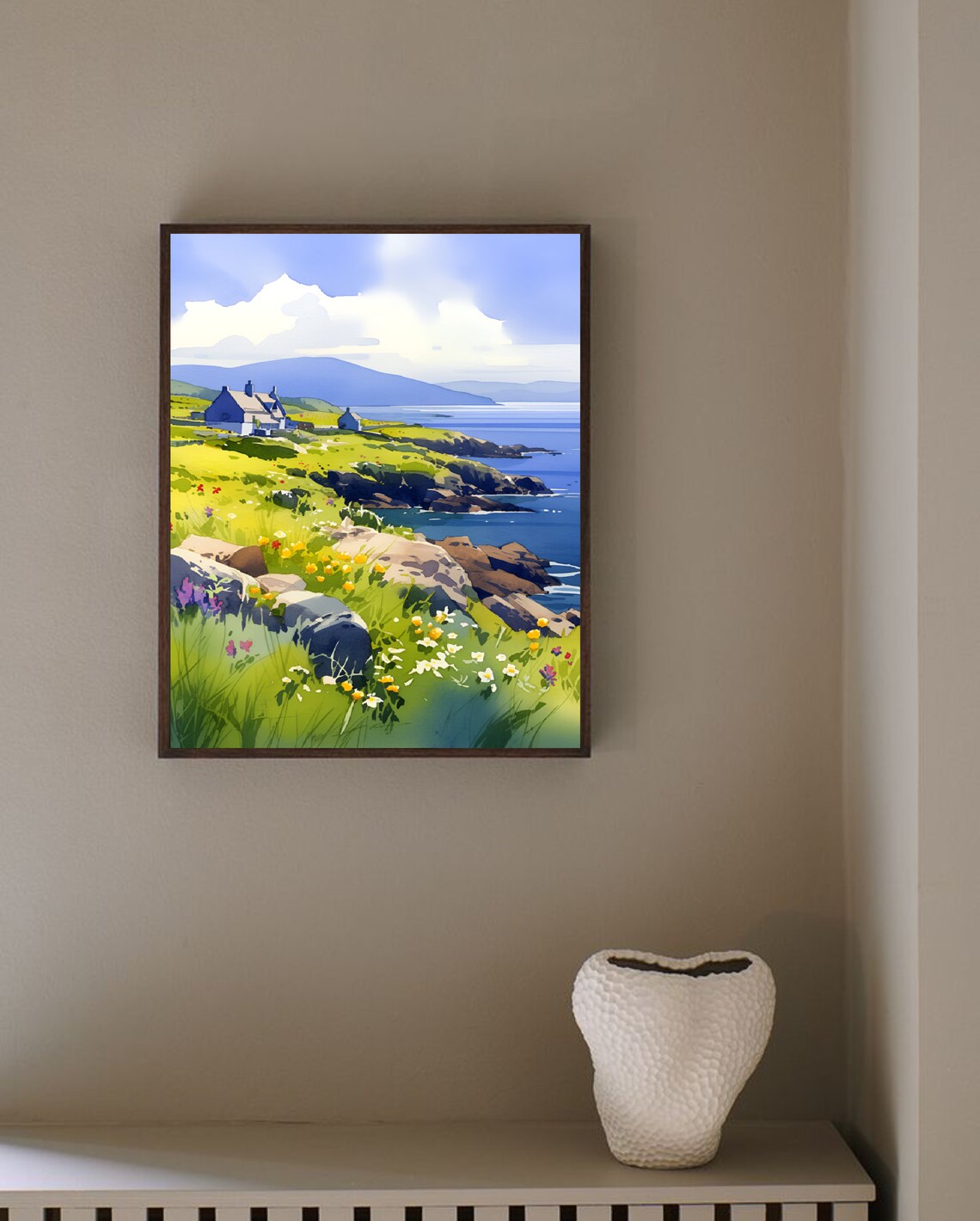 Achill Island Ireland Keem Bay Coastal Meadow Watercolor Poster - Image 3