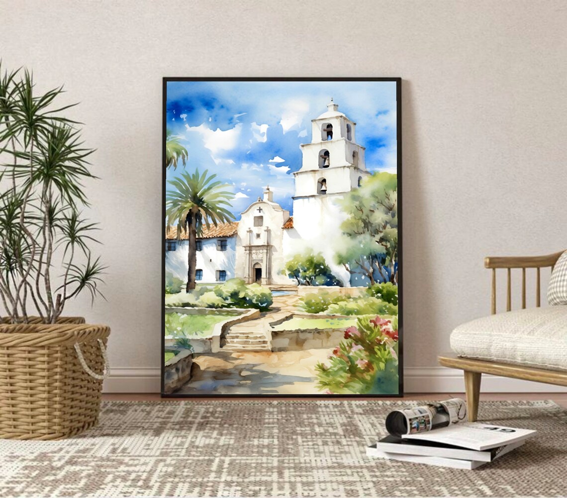 Mission Basilica Painting, San Diego De Alcala Travel Poster - Image 4