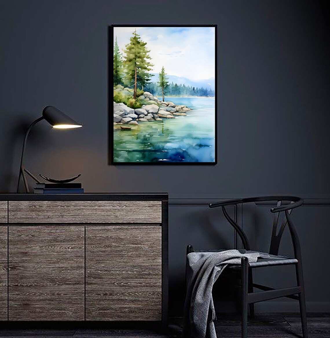 Tahoe Lake Art Print, Mountain Landscape Poster - Image 3