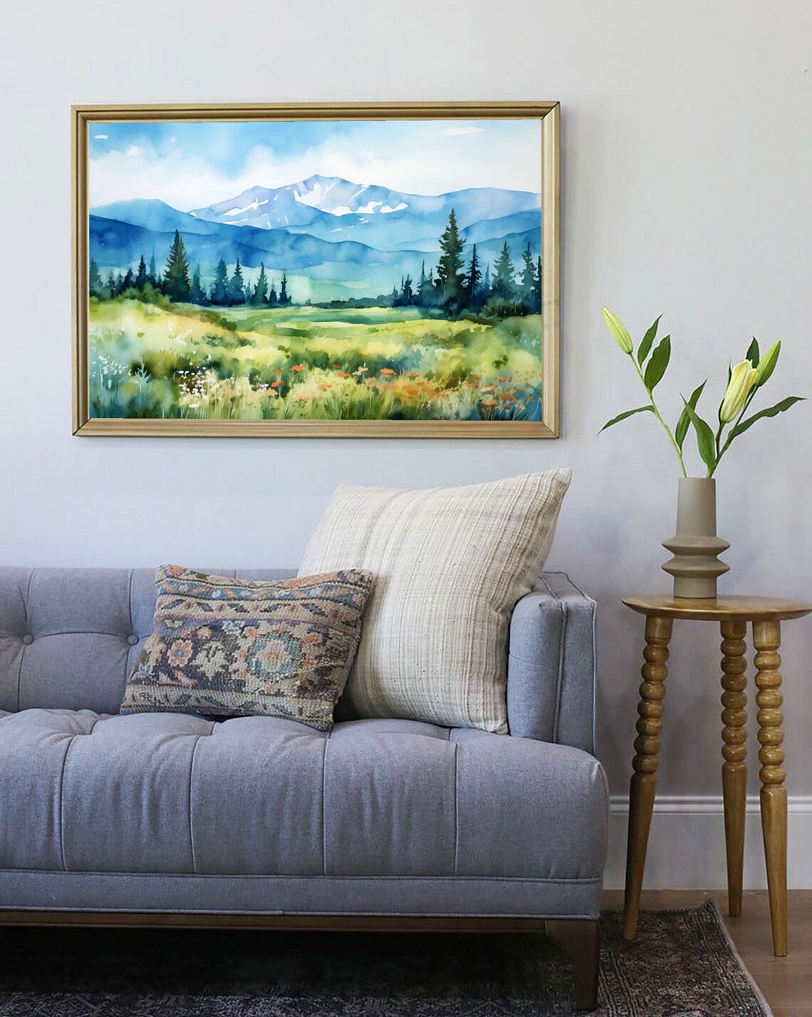 Mount Elbert Colorado Watercolor Landscape Art Print - Image 4