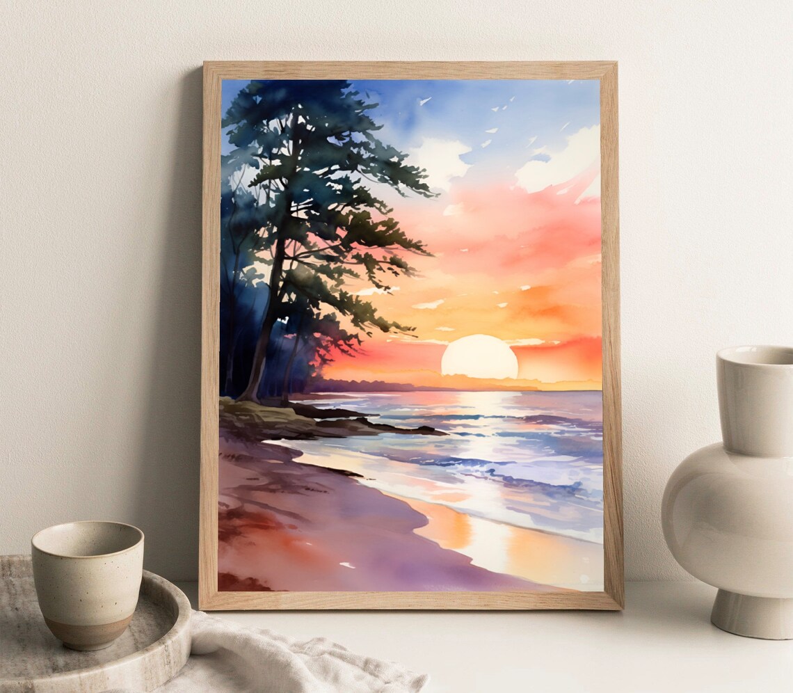 Ogden Dunes Sunset Watercolor Art Print, Travel Poster - Image 4
