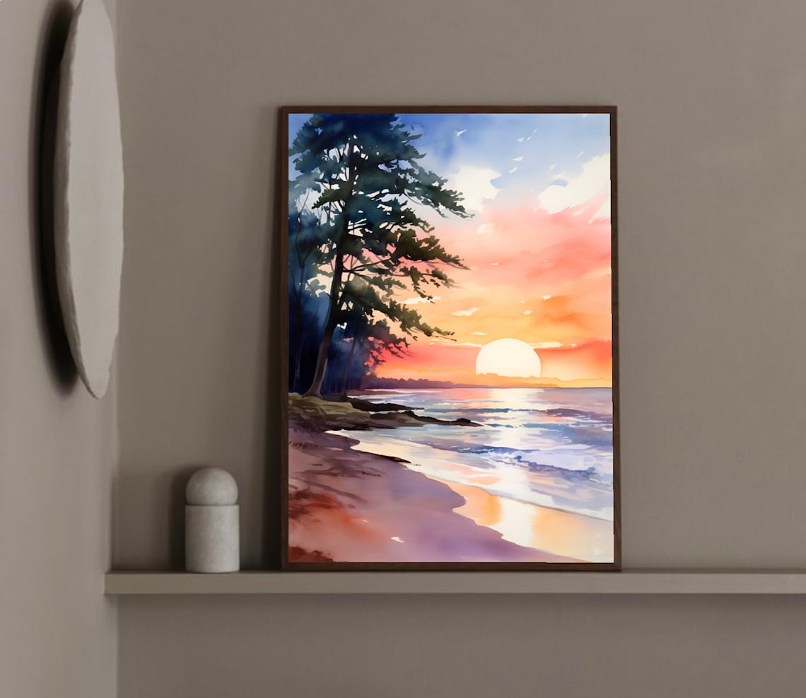 Ogden Dunes Sunset Watercolor Art Print, Travel Poster - Image 2