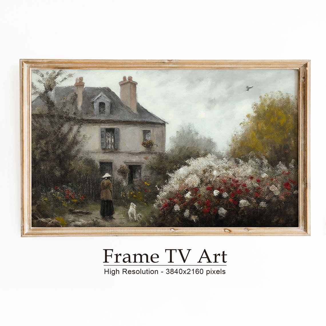 Cottage Frame TV Rose Garden Art Print